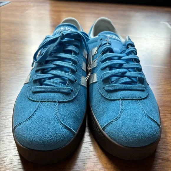 adidas Men’s Light Blue Suede Sneakers with White Stripes - Picture 3 of 4